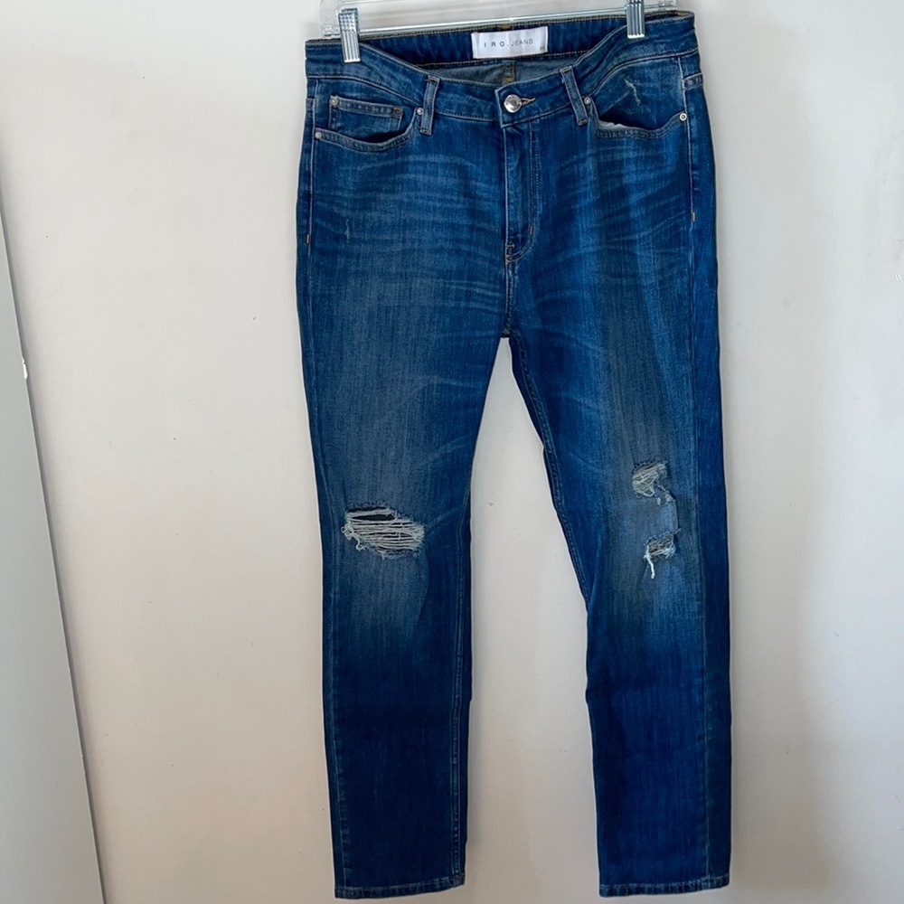 IRO GARÇON KARSEN WASH DISTRESSED BLUE MID RISE JEANS WOMENS SIZE 29